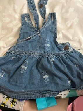 Denim Overall Dress with Embroidered Winnie the Pooh Sweater